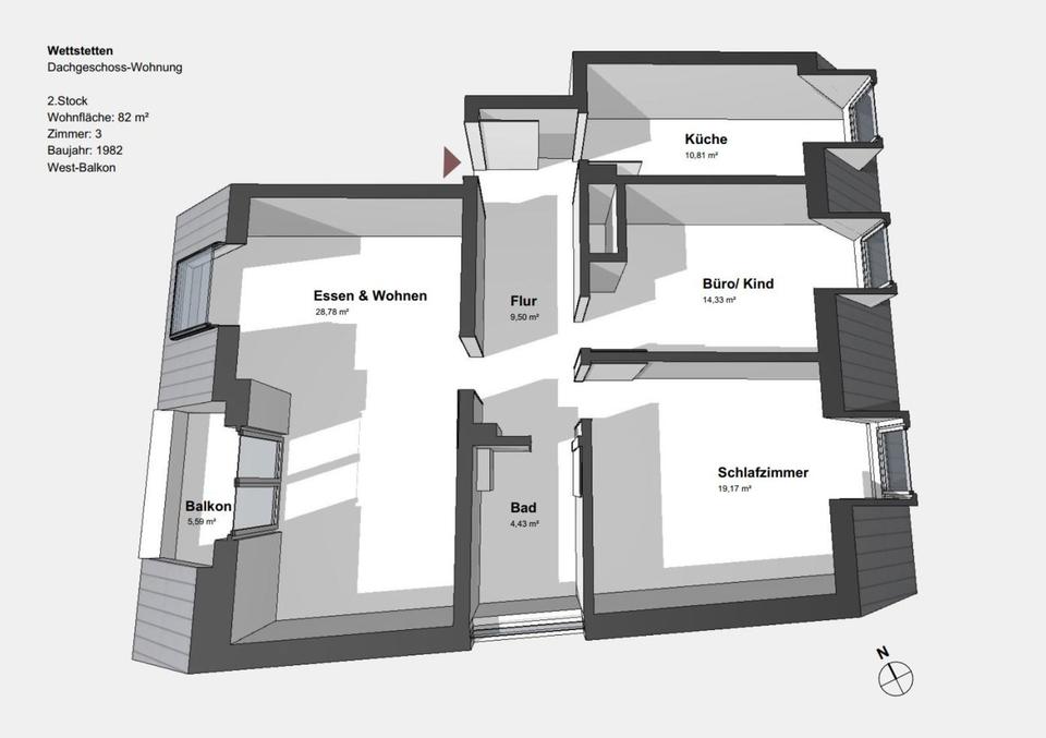 Thumbnail-3 Zimmer 82qm Dachgeschoss Eigentumswohnung