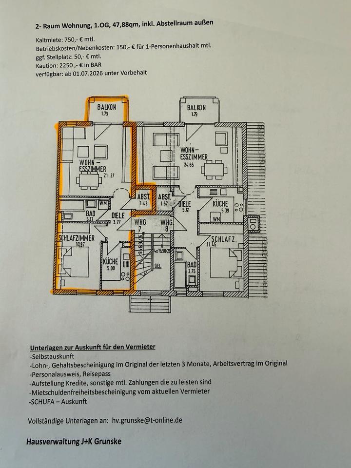 Thumbnail-2 Raumwohnung, 1. OG mit Balkon