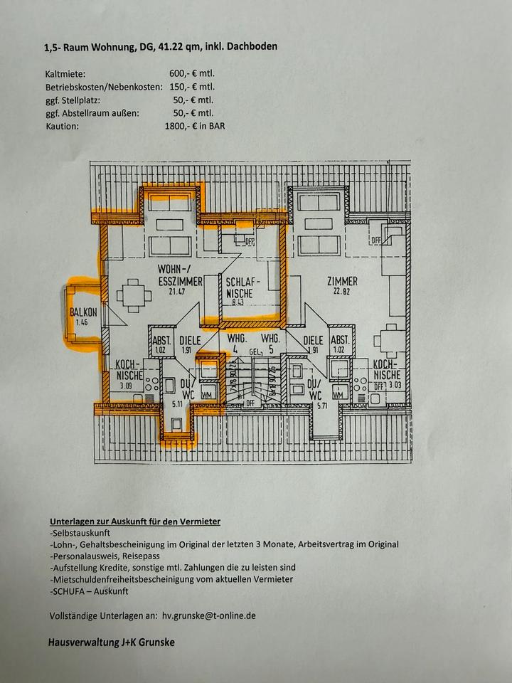Thumbnail-1,5 Raum DG-Wohnung mit Bakon