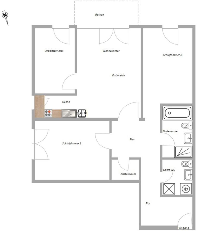 Thumbnail-Moderne 4-Zimmer-Neubauwohnung (93 m²) mit Balkon, TG & EBK