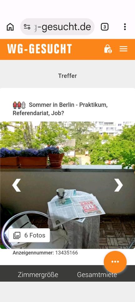 Thumbnail-Zwischenmiete: WG - Zimmer Juli - September