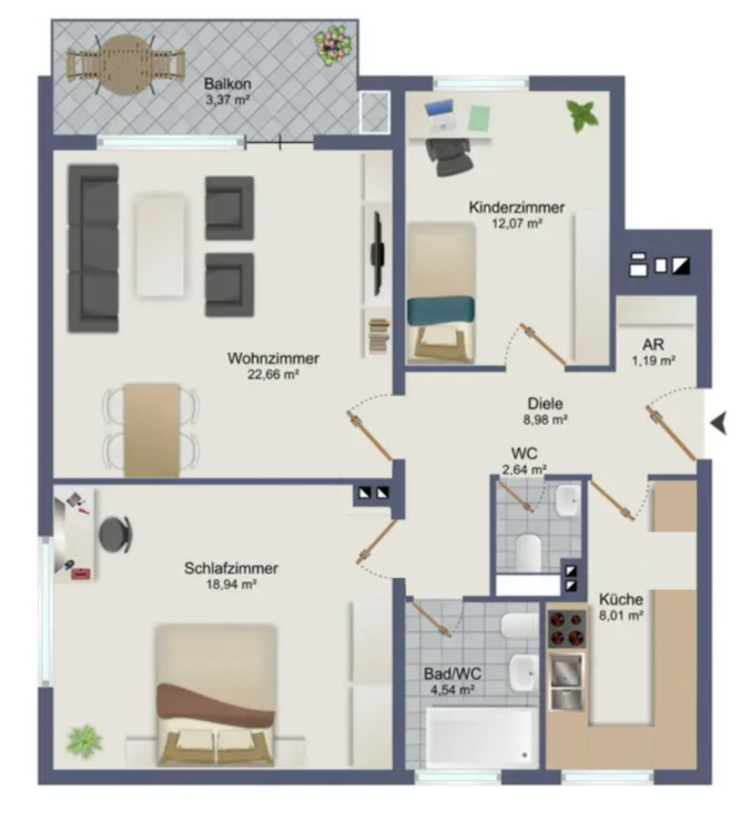 Thumbnail-3 Zimmer Wohnung in Bad Homburg Kirodrf mit Blick auf die Skyline