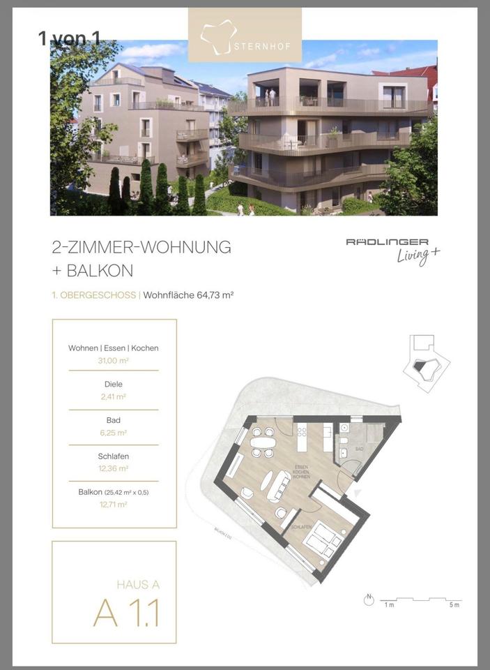 Thumbnail-Moderne 2-Zimmer Wohnung im Sternhof Regensburg