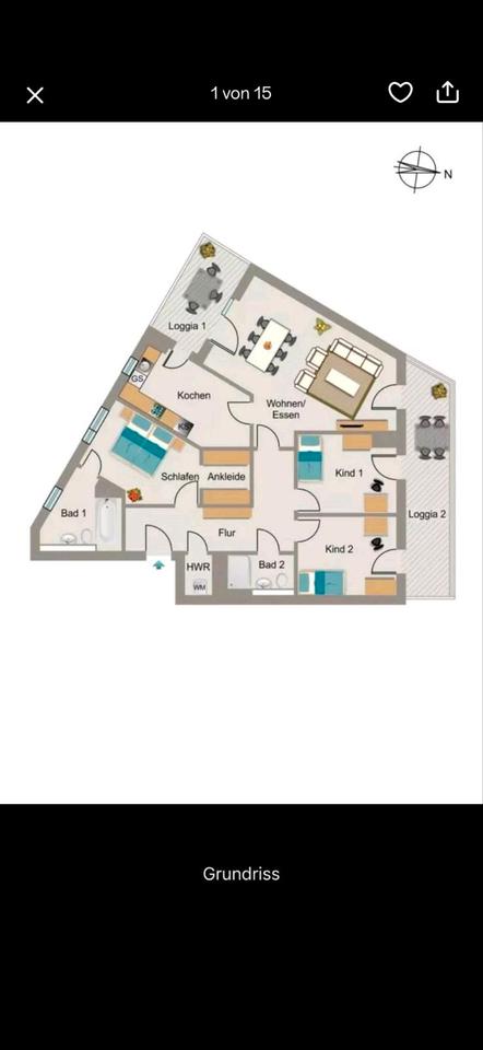 Thumbnail-Attraktive 4,5 Zimmer Wohnung in Düsseldorf 40211