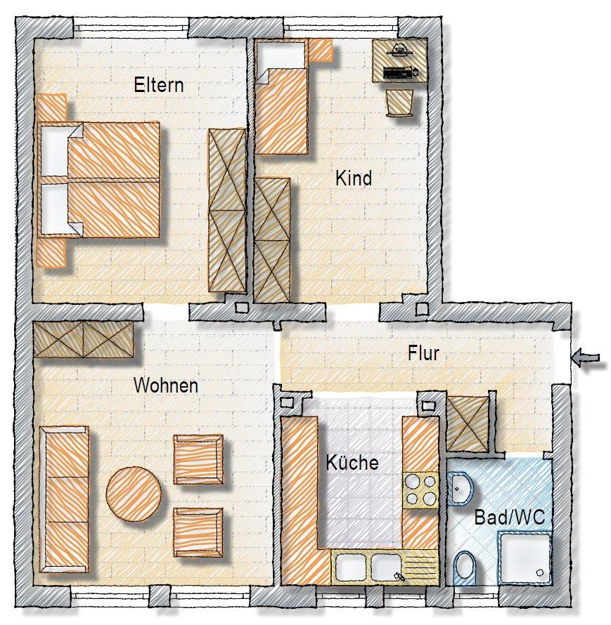 Thumbnail-3‑Zimmer‑Wohnung mit 58 m² in zentraler Lage von Langenfeld