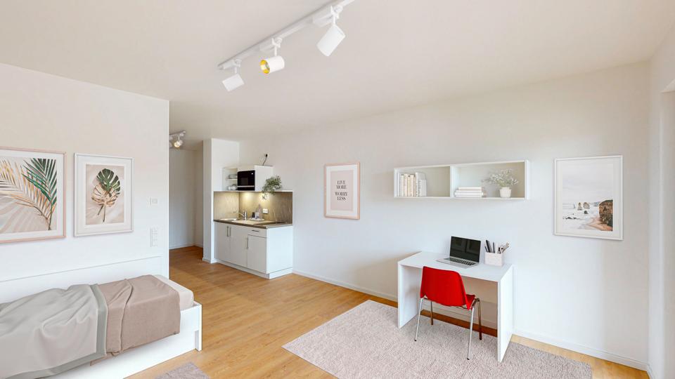 Thumbnail-Möbliertes 1-Zimmer-Apartment mit Einbauküche und Balkon