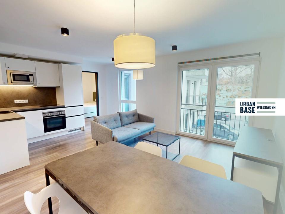 Thumbnail-URBAN BASE: Vollmöbliertes 2-Zimmer-Apartment mit EBK, ALL-IN-MIETE, UVM. im Wiesbadener Stadtzentrum