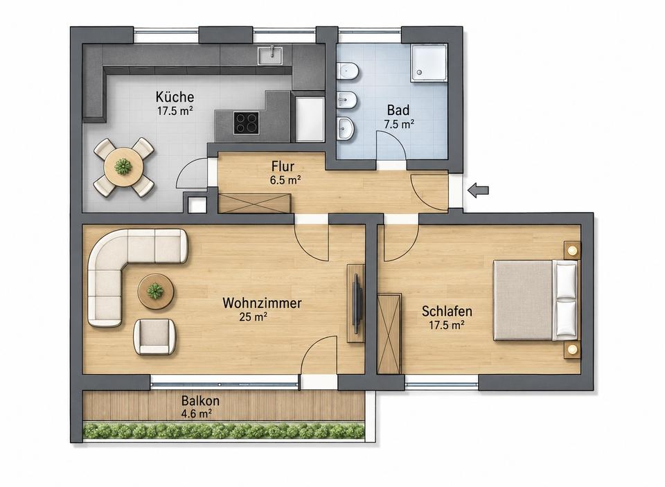Thumbnail-Helle 2-Zimmer-Wohnung mit Balkon nahe BMW FIZ