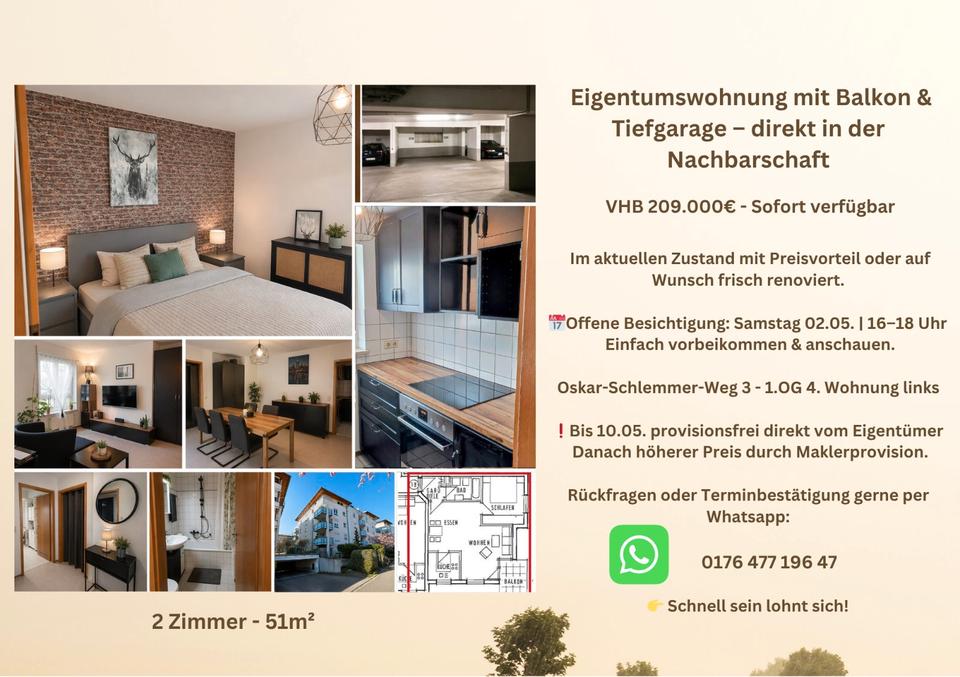 Thumbnail-Helle, freundliche 2 Zimmer Wohnung mit Balkon, TG mit eigenem St