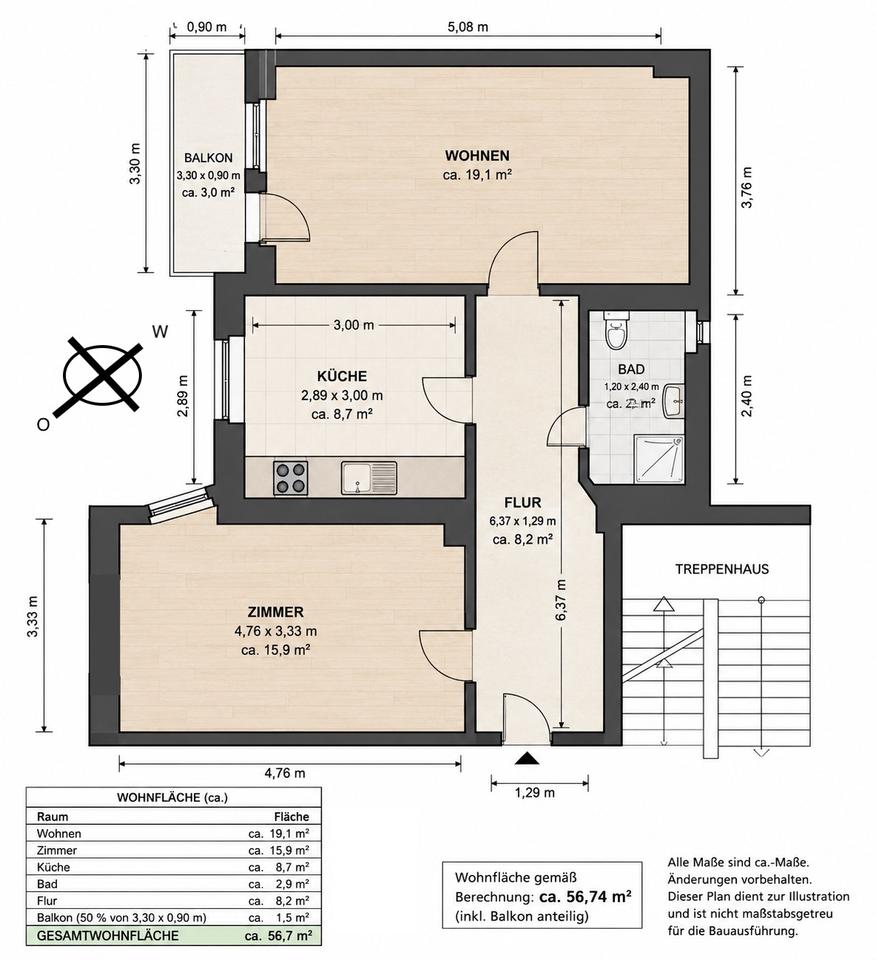 Thumbnail-BEZUGSFREIER ALTBAU IM SAMARITERKIEZ | BALKON | DIELEN | 3,20 M D