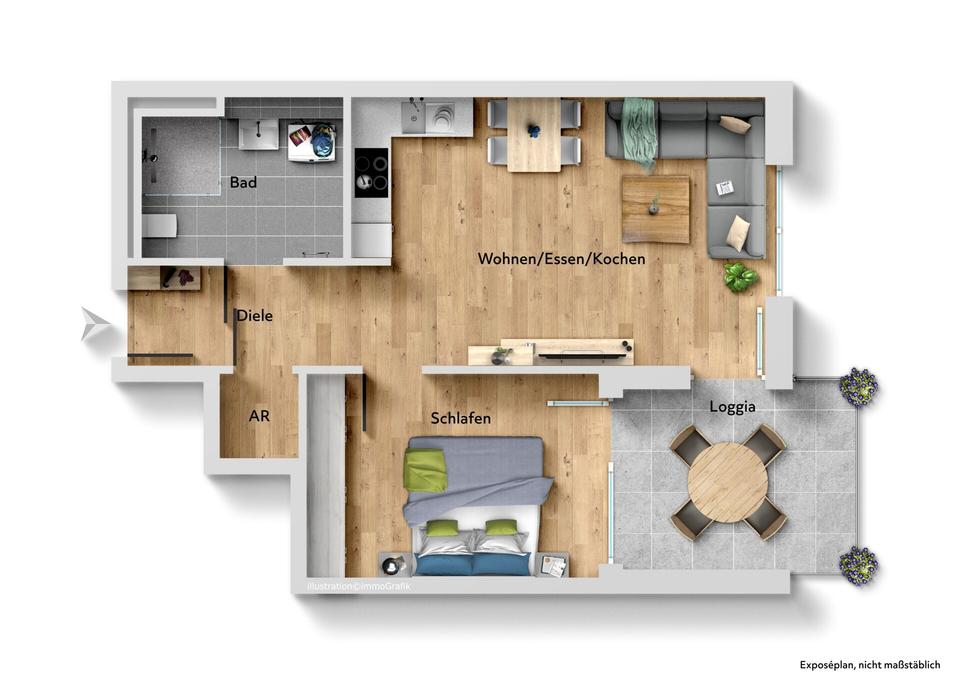 Thumbnail-Neuwertige 2 Zimmer Wohnung in Lehr zu vermieten!