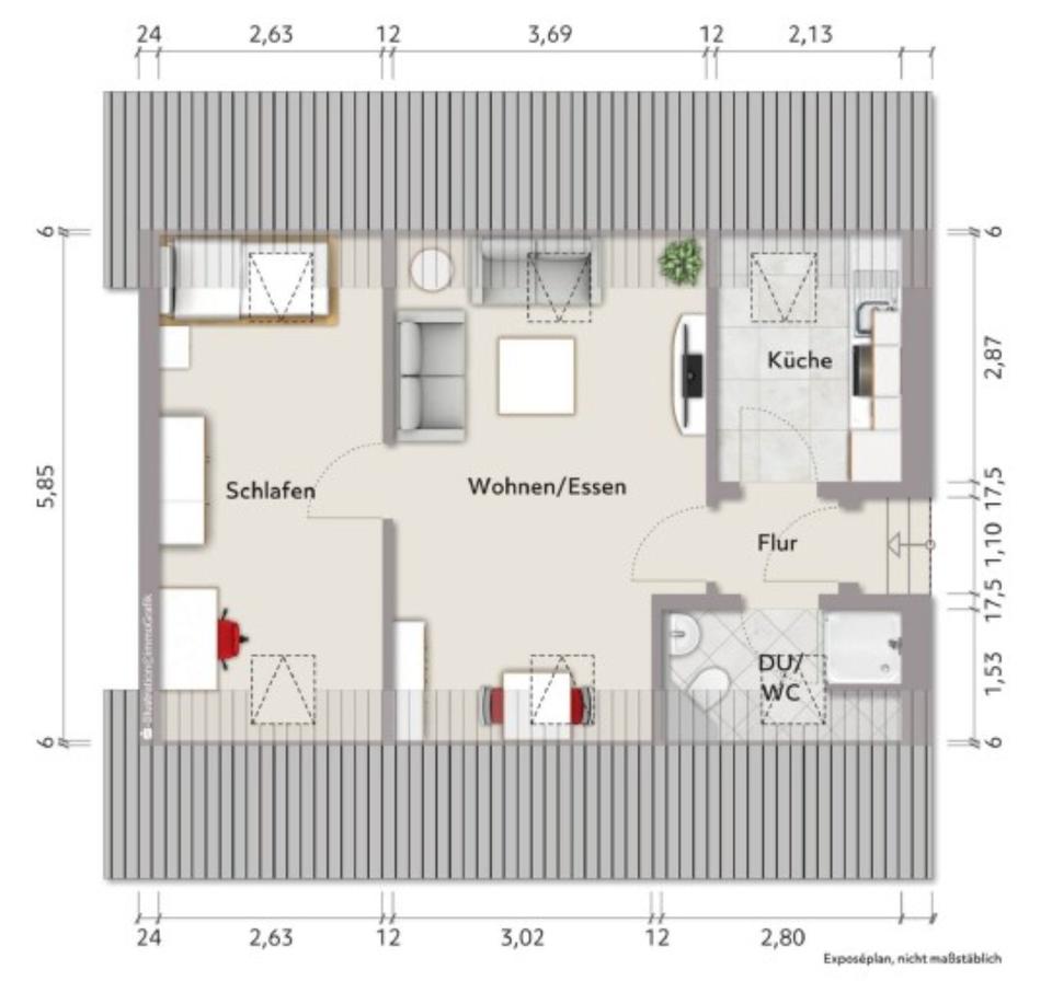 Thumbnail-2-Zimmer Studio mit 40m² im Zentrum von Emersacker