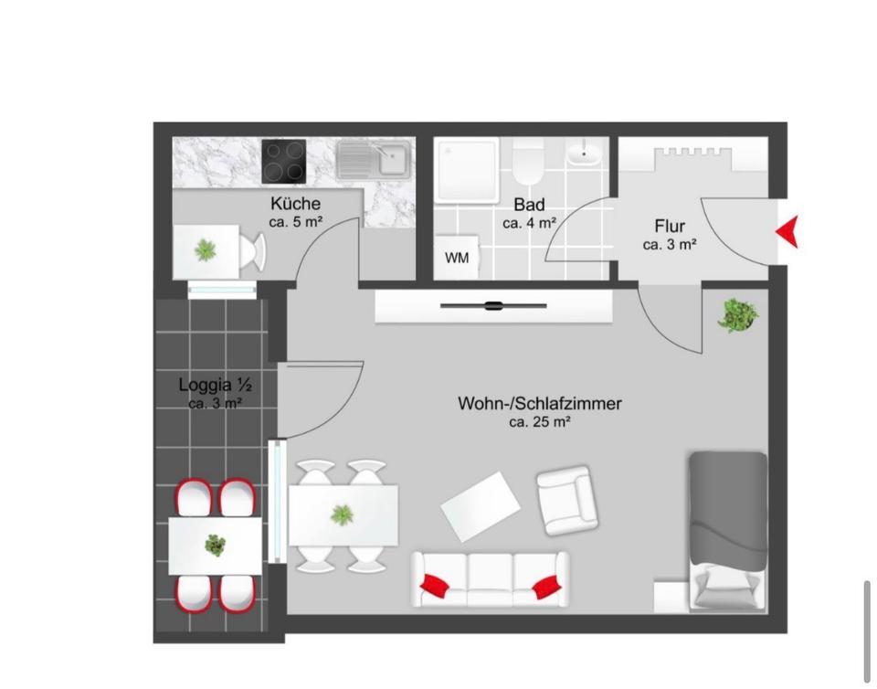 Thumbnail-Stilvolle, möblierte 1-Zimmer-Wohnung mit Balkon in München-Laim