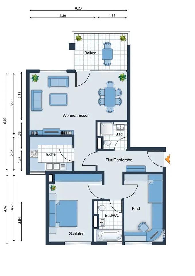 Thumbnail-3-Zi-Wohnung mit TG-Stellplatz in Pattonville: Ohne Provision!