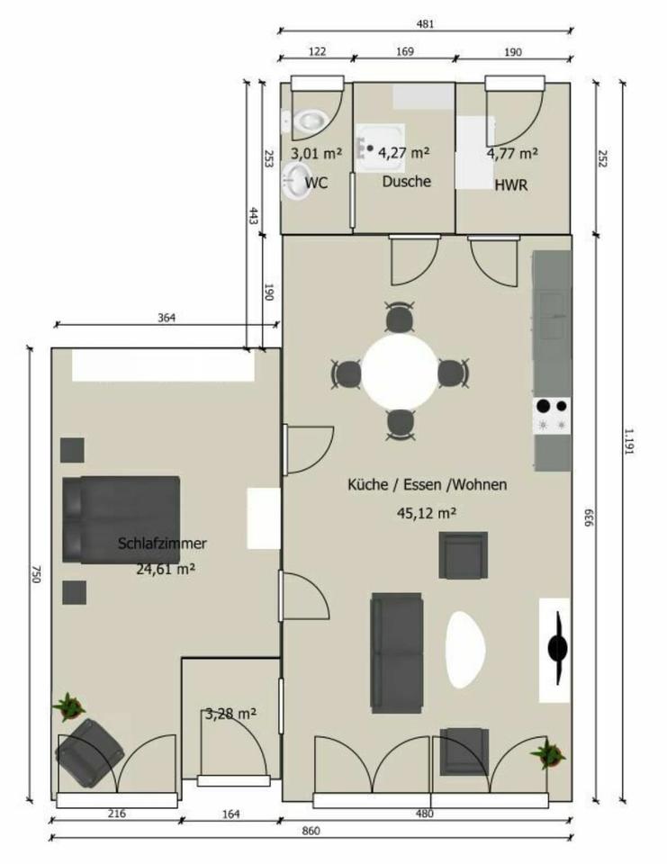 Thumbnail-Moderne 2 Zimmer Wohnung inkl. Einbauküche, Stellplatz 750 € kalt