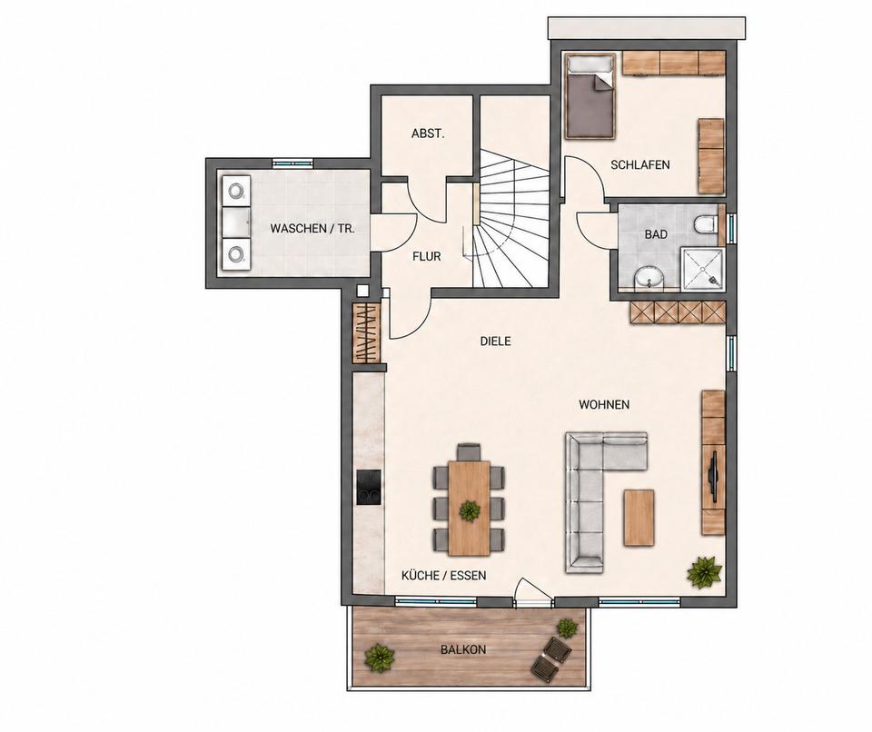 Thumbnail-2 Zimmer Wohnung in Do - Lichtendorf Smart Home mit Balkon