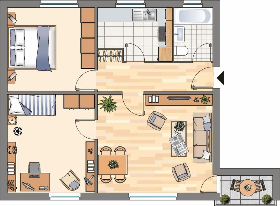 Thumbnail-3-Zimmer-Wohnung in Flensburg Weiche mit Bakon u. EBK