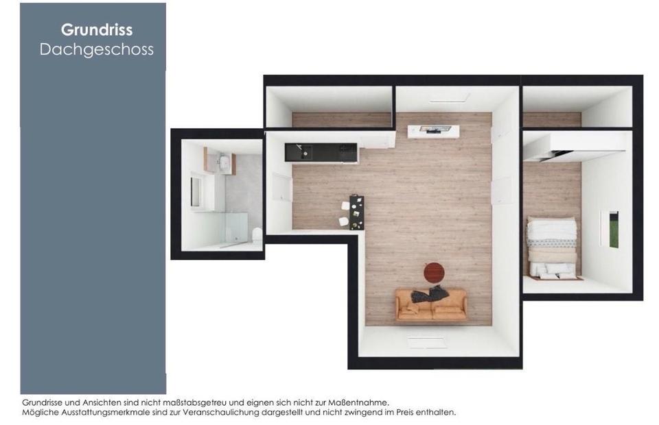 Thumbnail-Moderne 2 Zimmer DG Wohnung mit offener Wohnküche