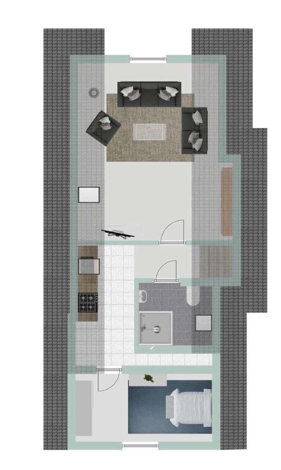 Thumbnail-Kleine 2-Zimmer-Dachgeschosswohnung (ca. 40 qm) mit neuer Küche a
