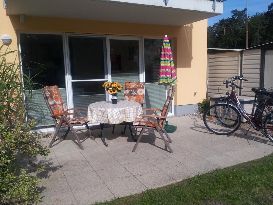 Thumbnail-2Zi.FEWOG raal Müritz TerrasseWaldblick Morgens. Parkp ab 65 €