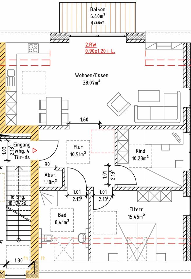 Thumbnail-3-Zimmer Neubauwohnung 85 m² – Balkon – 1. OG – Stellplatz