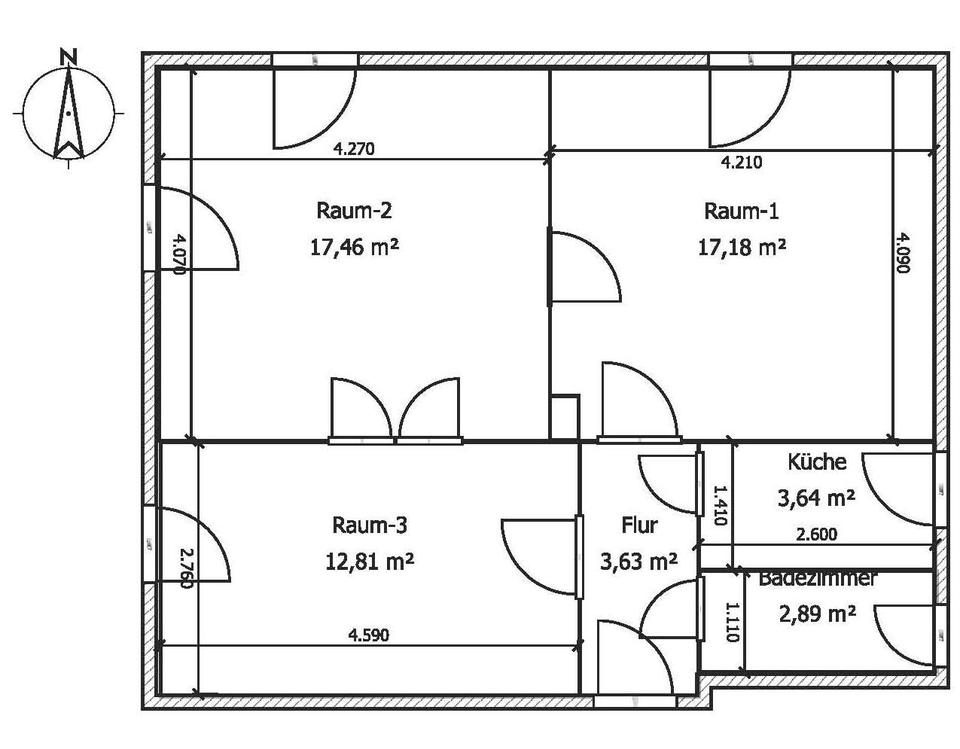 Thumbnail-Ruhige 3-Zimmer Wohnung, 58 qm, im Ortskern von Rosdorf