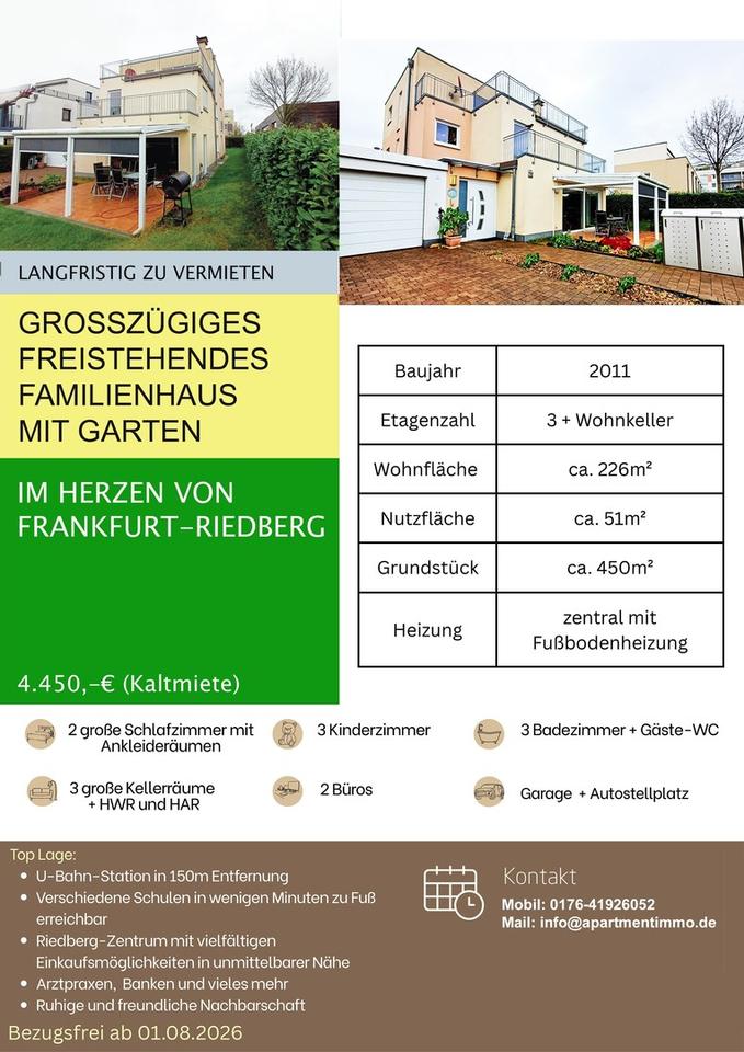 Thumbnail-Freistehendes Familienhaus langfristig zu vermieten in Frankfurt-Riedberg