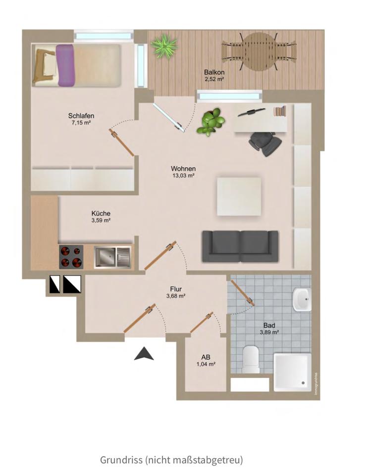 Thumbnail-Frisch sanierte 2-Zimmer Wohnung mit Balkon