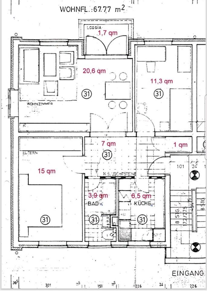 Thumbnail-3-Zimmer-Wohnung mit Südbalkon, Bad mit Fenster - Bremen-Osterhoz