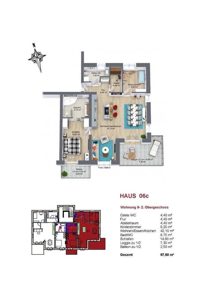 Thumbnail-Wohnung, 3 Zimmer, Haag, Hochwertige 3-Zimmer-Wohnung mit Loggia