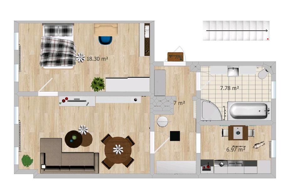 Thumbnail-Sanierte 2-Raum-Wohnung