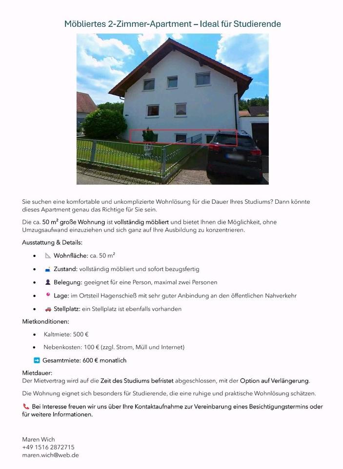 Thumbnail-Möbliertes 2-Zimmer-Apartment Ideal für Studierende