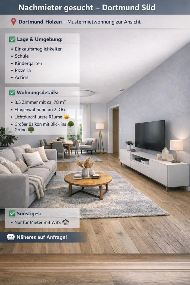 Thumbnail-Nachmieter für ein 3 12 Zimmerwohnung in Dortmund Holzen mit WBS