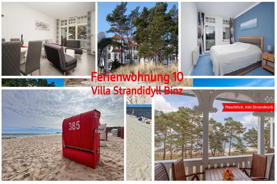 Thumbnail-FeWo 10 Villa Strandidyll Binz: 1. Reihe, Meerblick & Strandkorb