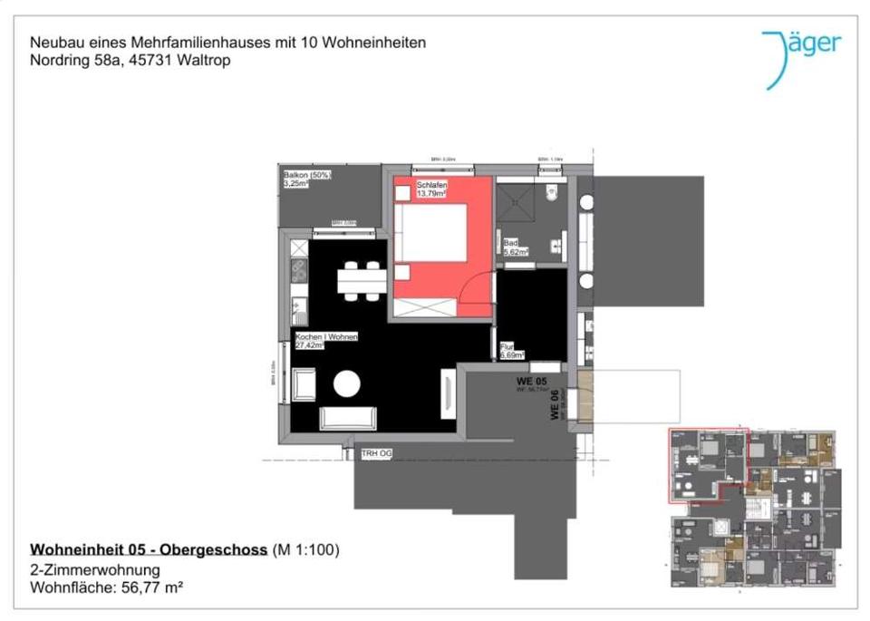 Thumbnail-Erstbezug! Barrierefreie 2-Zimmer-Obergeschosswohnung mit Balkon in Waltrop-Zentrum