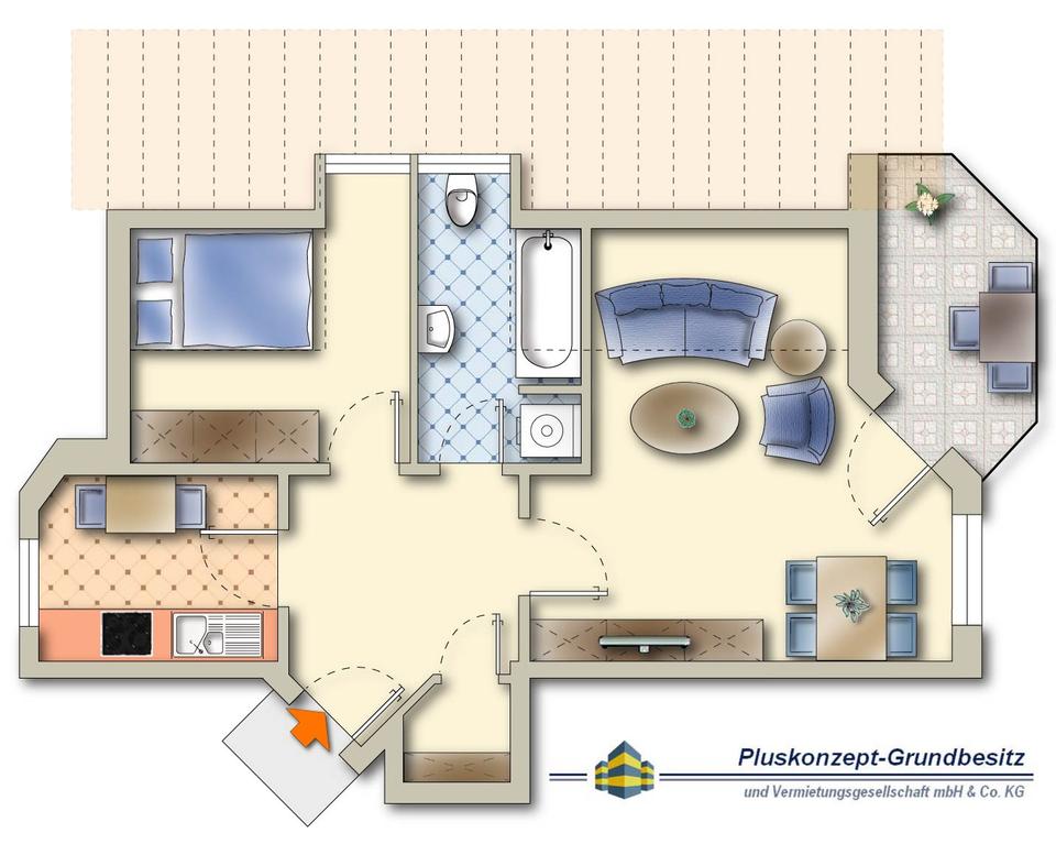 Thumbnail-2-Zimmer-Wohnung mit Balkon und Einbauküche in ruhiger Lage