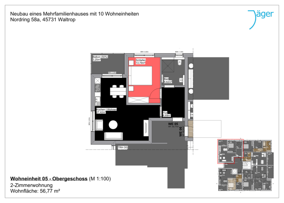 Thumbnail-Erstbezug! Barrierefreie 2-Zimmer-Obergeschosswohnung mit Balkon in Waltrop-Zentrum