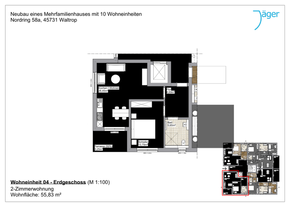 Thumbnail-Erstbezug! Barrierefreie 2-Zimmer-Erdgeschosswohnung mit Terrasse in Waltrop-Zentrum