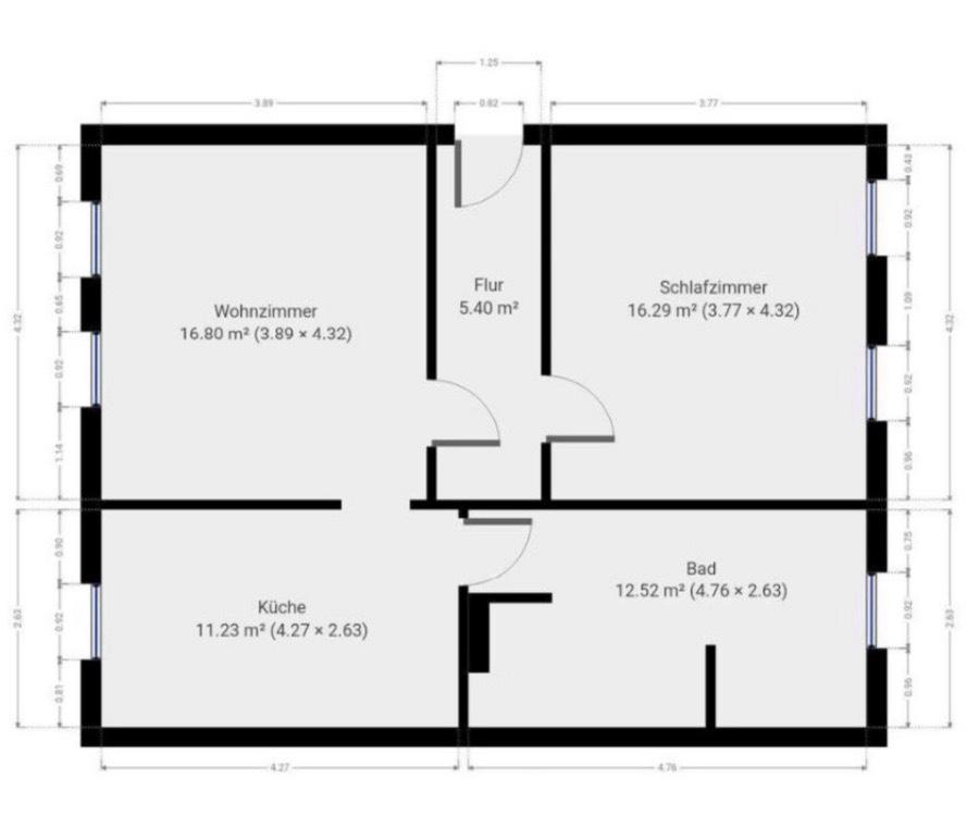 Thumbnail-Gemütliche 2-Raum-Wohnung mit Einbauküche im Erdgeschoss – 62 m²