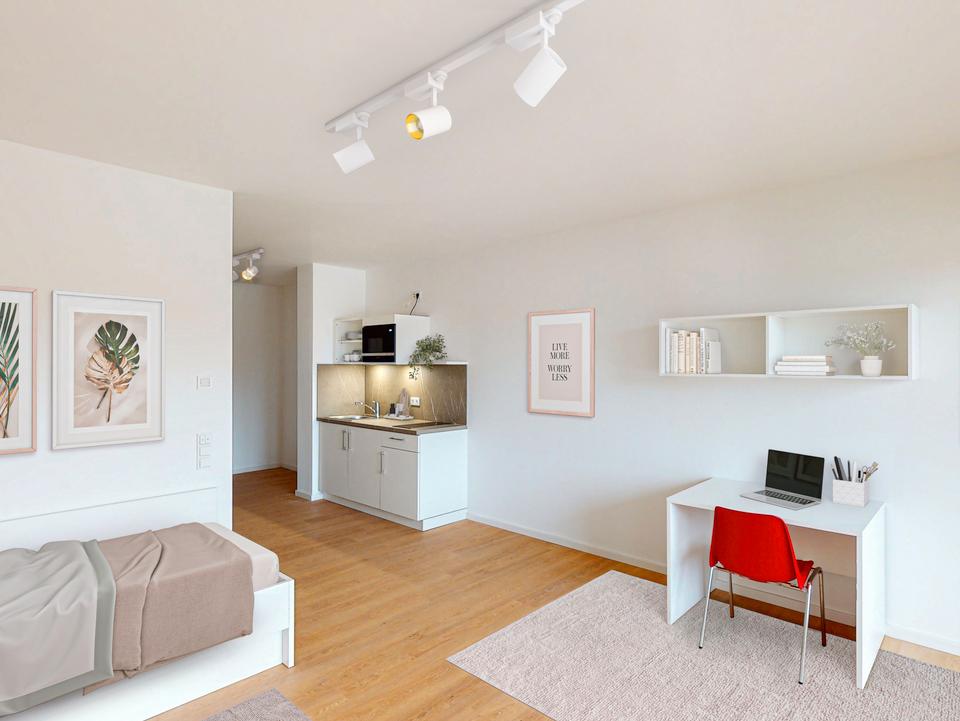 Thumbnail-Möbliertes 1-Zimmer-Apartment mit Einbauküche und Balkon