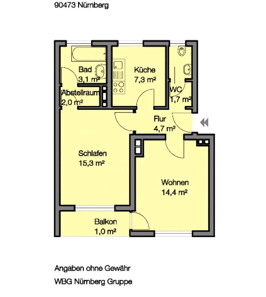 Thumbnail-2-Zimmer-Wohnung mit Balkon in Langwasser