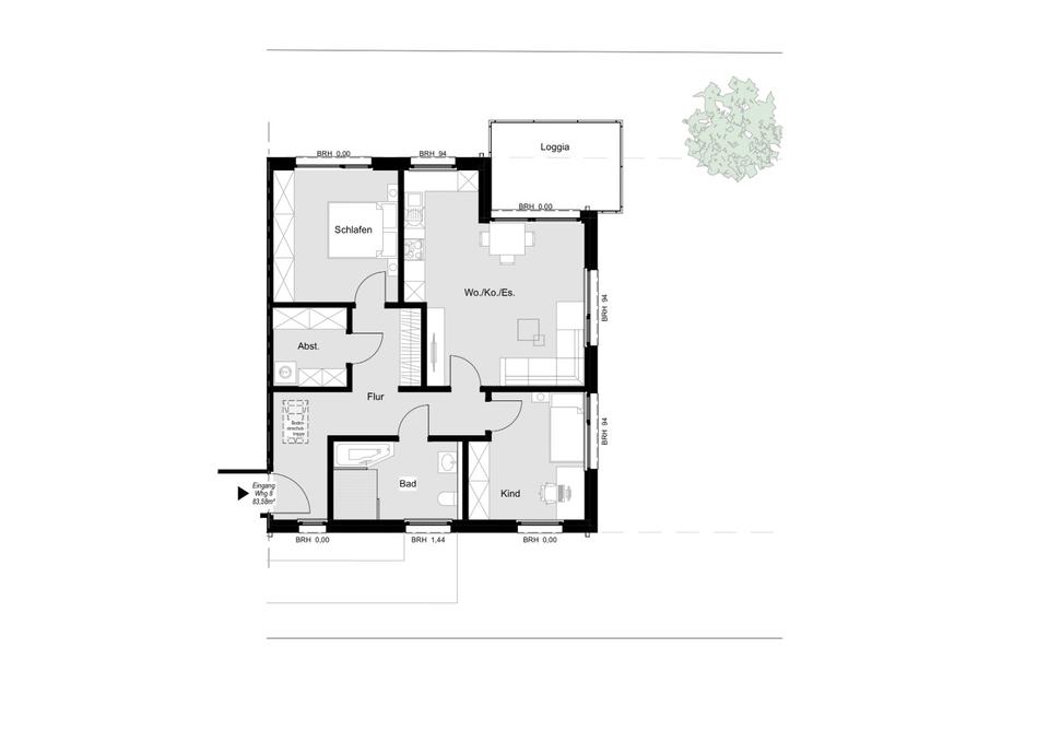 Thumbnail-3-Zimmer-Wohnung m.Loggia-Erstbezug-Hörstel-Bevergern MIT WBS!