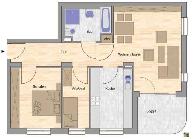 Thumbnail-Schöne neuwertige 2,5 Raum-Wohnung mit Loggia, Bezug ab 01.08.2026