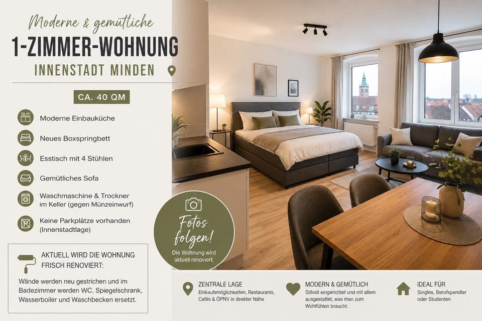 Thumbnail-Moderne, stylische 1-Zimmer Wohnung, Innenstadt Minden, ca. 40qm