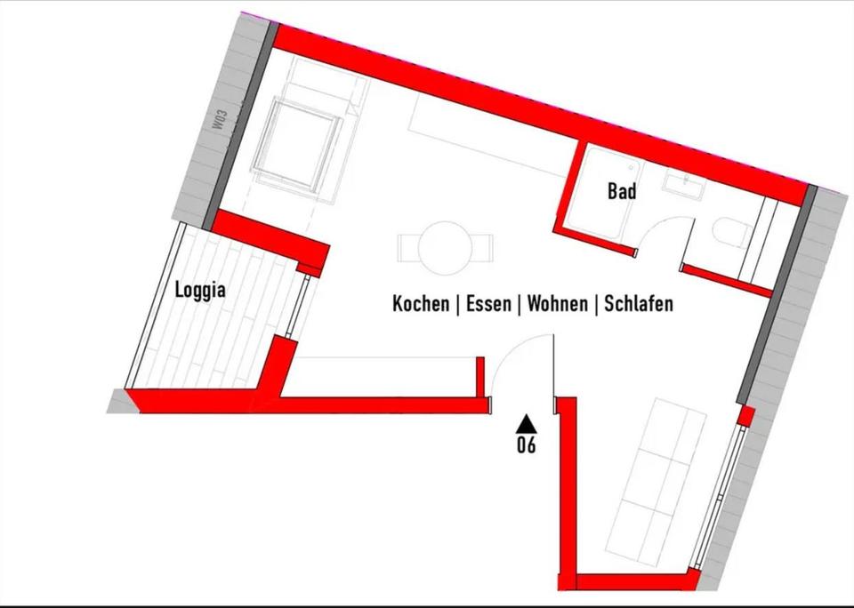 Thumbnail-1-Zi DG-WHG mit EBK & Loggia zu vermieten