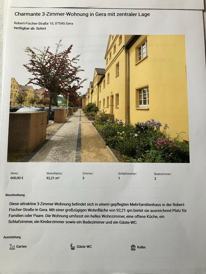 Thumbnail-3-Zimmer-Wohnung in Gera 600€Miete
