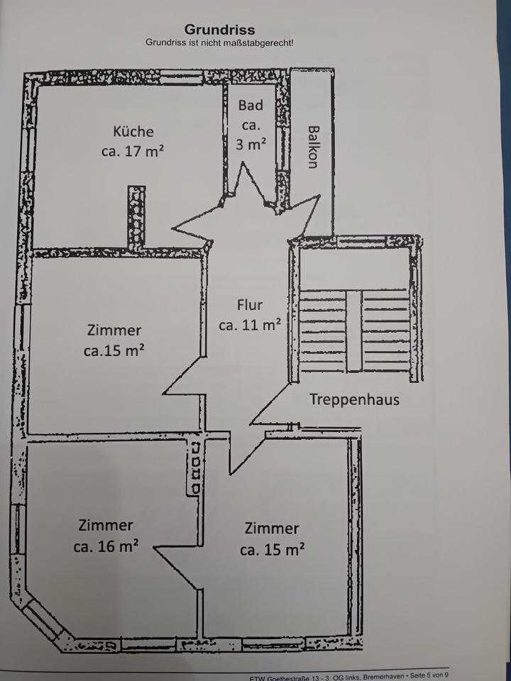 Thumbnail-Schöne 3-Zimmer-Wohnung ohne Provision, 3. Stock, 78m2, Bremerhav