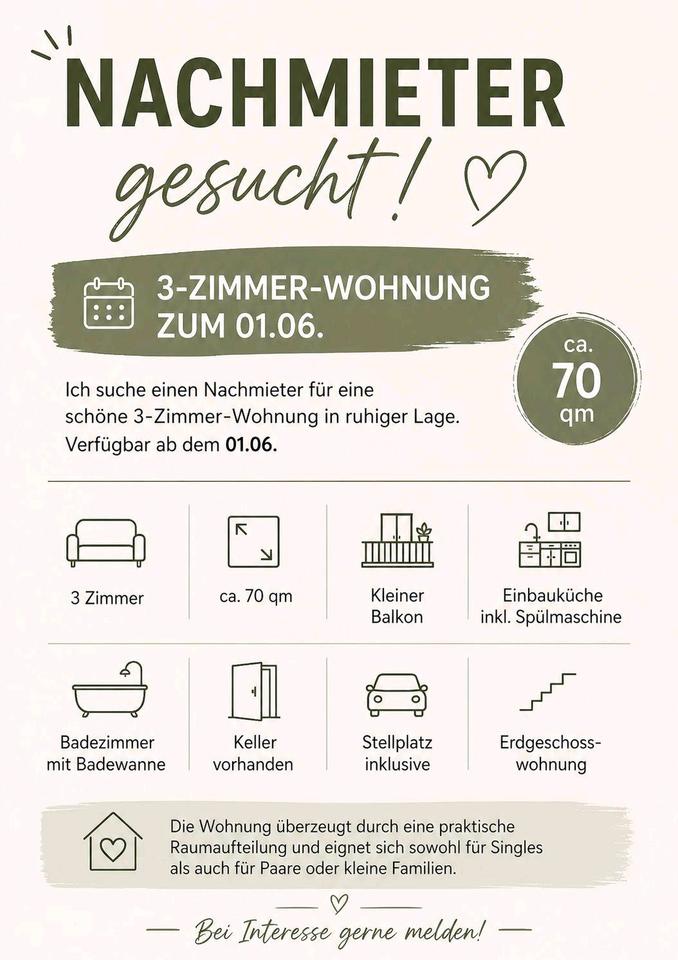 Thumbnail-3 Zimmer Wohnung zum 01.06. Zu vermieten