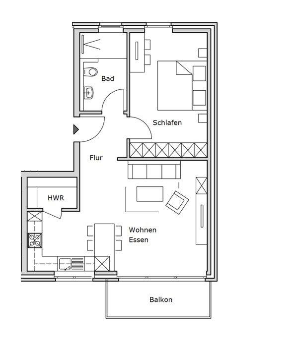 Thumbnail-2-Zimmer-Wohnung in Borghorst, zentral mit Balkon