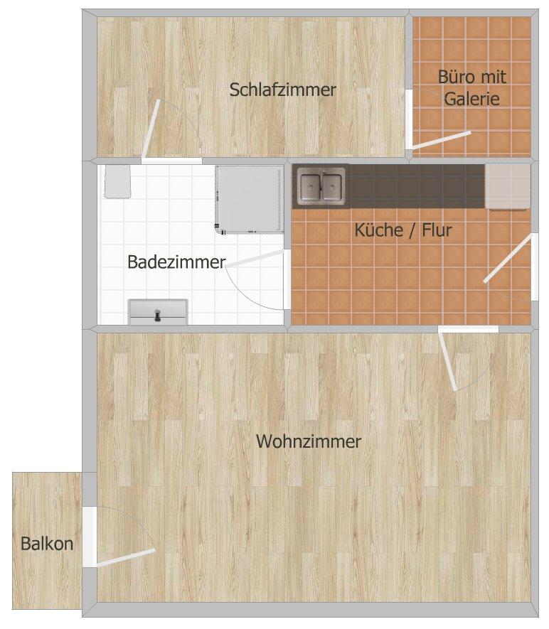 Thumbnail-2-Zi.-DG-Wohnung mit Galerie & Balkon (50 m²)